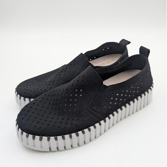 Ilse Jacobsen Tulip 139 Perforated Slip-On Sneaker Women's Black Size US10 EU41 - Picture 1 of 10